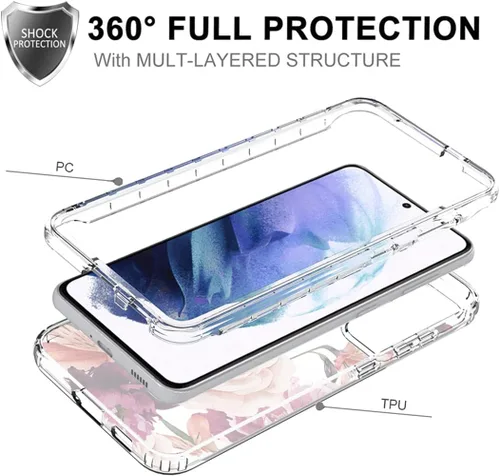 Vista 3 de Funda para Galaxy S22 Plus, Samsung S22+ SM-S906U, funda protectora de cuerpo completo transparente con protector de pantalla de vidrio templado