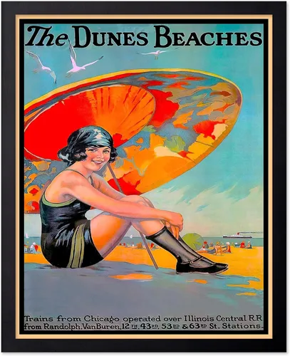 Vista 15 de Poster Master Póster de viaje vintage, impresión retro de playas de dunas - Arte de línea South Shore - Regalo para él, ella, amante de los viajes