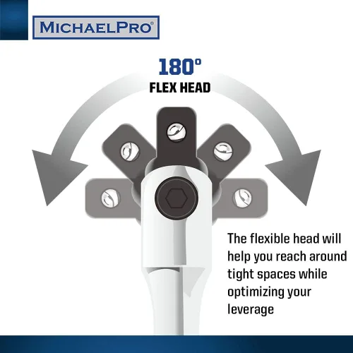 Vista 3 de MichaelPro MP007003 - Barra disyuntora de extensión de 1/2 pulgada/mango flexible, 18 pulgadas de longitud, conecta tu trinquete con esta barra