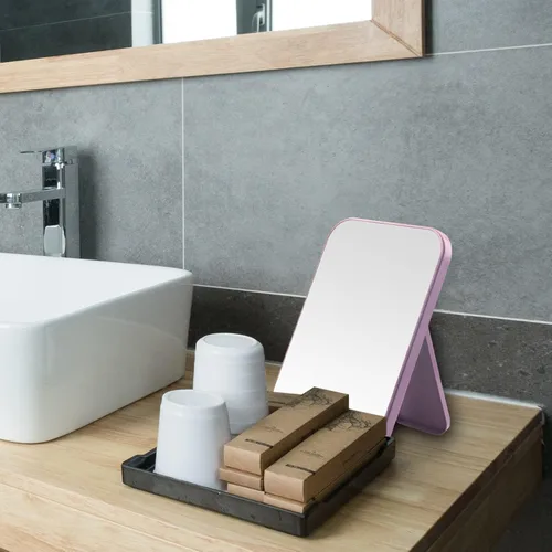 Vista 6 de Espejo de maquillaje de escritorio de 2 piezas, espejo de princesa portátil de 8 pulgadas, escritorio de mesa para colgar en la pared, espejo