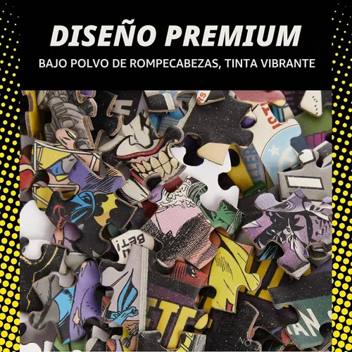 Vista 4 de Paladone Batman - Rompecabezas de 1000 piezas, rompecabezas retro de cultura pop, collage de cómics a través del tiempo, amarillo