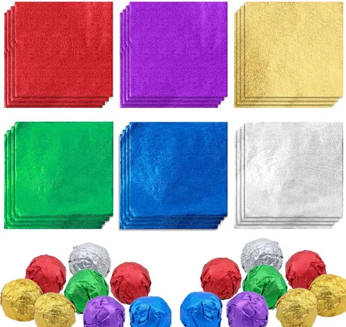 Vista 8 de 200 envoltorios de caramelo de aluminio, 4 x 4 pulgadas, paquete cuadrado para embalaje de dulces de chocolate