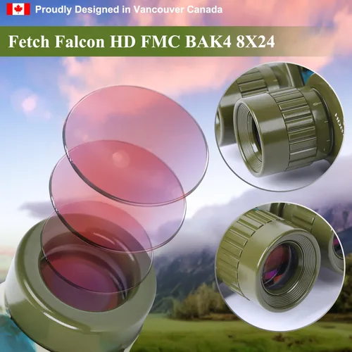 Vista 3 de Fetch Falcon - Binoculares FMC BAK4 HD de 8 x 24 pulgadas (tercera generación de alta potencia, resistencia al agua y portátiles) ideales