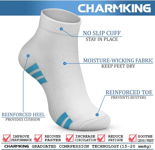 Vista 3 de CHARMKING Compression Socks for Women Men Circulation 15-20 mmHg is Best for Athletic Running Cycling Pregnant