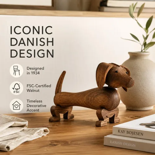 Vista 2 de Kay Bojesen Figura de perro Nogal FSC engrasado 7.25 pulgadas