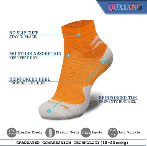 Vista 4 de QUXIANG Calcetines de compresión para mujeres y hombres, circulación, 367 pares de soporte de tobillo de 15-20 mmHg, lo mejor para correr, ciclismo