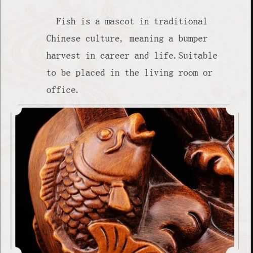 Vista 3 de Estatua china de feng Shui, estatua de Feng Shui, escultura de resina de pescado, riqueza, prosperidad, decoración del hogar, oficina, regalo