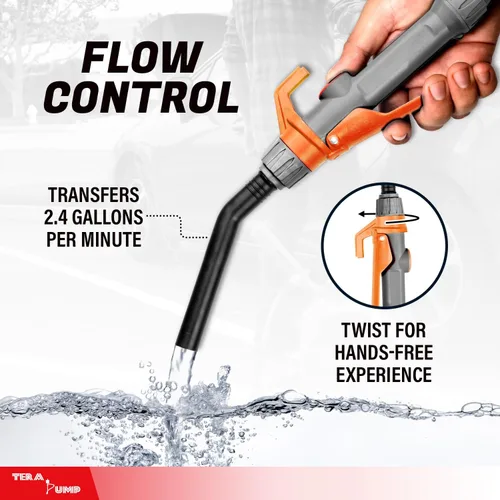Vista 3 de TERA PUMP Bomba eléctrica de transferencia de líquidos (3ª generación) Bomba de transferencia de combustible versátil (2.8 GPM) con manguera de 8.2