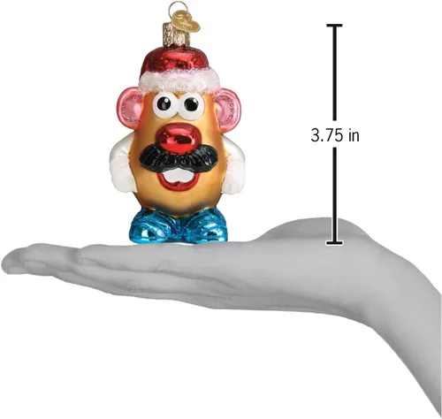 Vista 4 de Old World Christmas Mr. Potato Head - Adorno soplado de cristal para árbol de Navidad, decoración navideña hecha a mano, juguete para niños