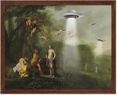 Vista 26 de Monem Art Póster de Alienígena - Impresión Retro de Chica Pin-Up - Arte de Nave Espacial - Arte de Collage - Arte OVNI - Arte Psicodélico - Arte