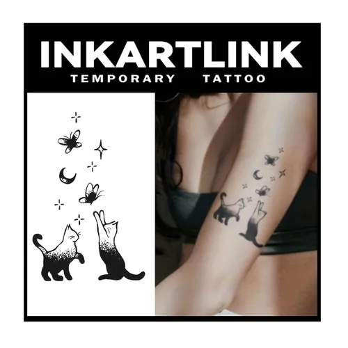 Vista 20 de INKARTLINK Tattoo Tech, 2 hojas de tatuaje semipermanente mediano, tatuajes temporales de diseño artístico para adultos, dura 1-2 semanas
