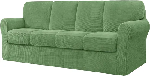 Vista 52 de CHUN YI Fundas para sofá de 7 piezas, lavables, fundas elásticas para sofá de 3 cojines con respaldo y fundas de cojín separados, protector
