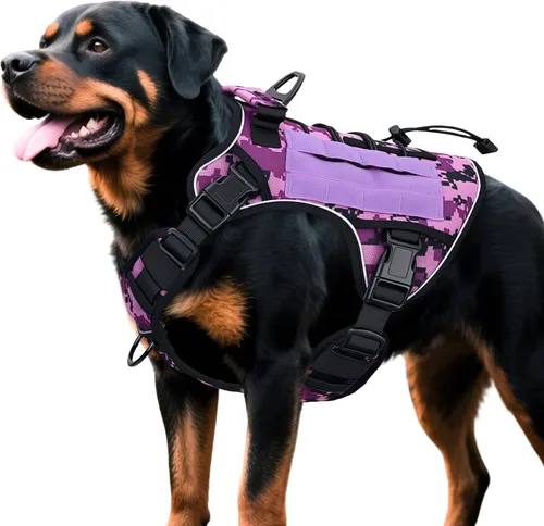 Vista 49 de Arnés táctico para perros grandes, chaleco reflectante ajustable sin tirones con sistema Molle, control de grado militar K9 para entrenamiento