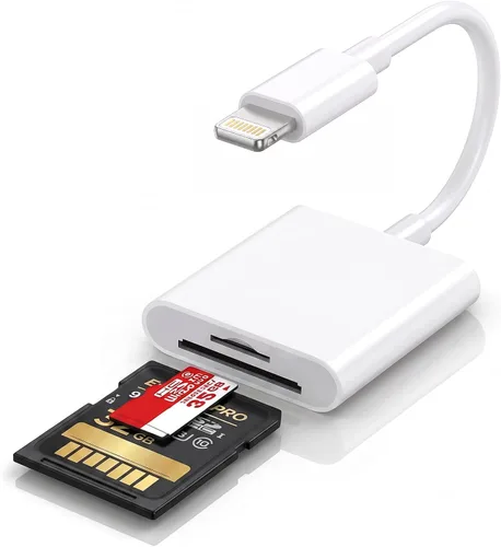Vista 10 de (Certificado MFi de Apple) Lector de cámara de tarjetas Lightning a SD para iPhone, visor de cámara de rastro, adaptador de lector de tarjetas
