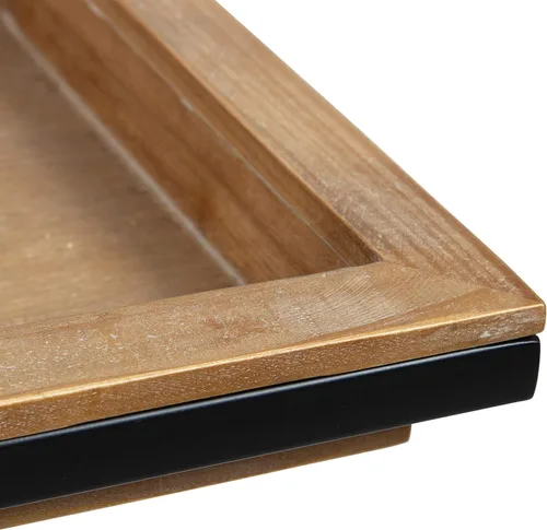Vista 6 de Kate and Laurel Lockridge - Sofá industrial moderno de madera y metal, mesa auxiliar plegable, color marrón rústico claro y negro Natural