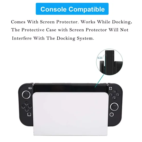 Vista 3 de COMCOOL Dockable Case for Nintendo Switch Oled - [9 FT Military Grade Drop Protection] [with Tempered Glass Screen Protector and Thumb Grips] Cute