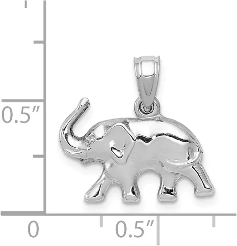 Vista 4 de Colgante de elefante de oro blanco macizo de 14 quilates para hombre