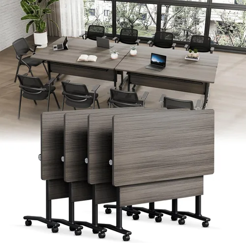 Vista 27 de Folding Conference Table with Wheels, Modular Foldable Conference Room Training Tables for Training Rooms, Flip Top Mobile Rolling Meeting Seminar