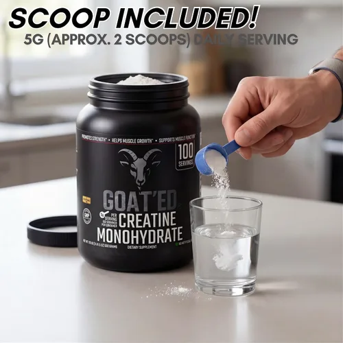 Vista 4 de GOAT'ED Monohidrato de creatina en polvo Creatina micronizada 100% pura para crecimiento muscular, fuerza y recuperación Suplemento de creatina