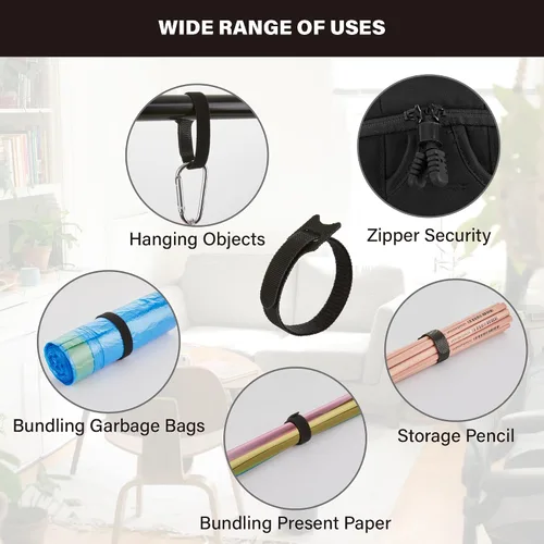 Vista 8 de 90 bridas reutilizables con gancho y bucle, correas de cables ajustables multiusos de 8 pulgadas para organizar el hogar, la oficina y los centros