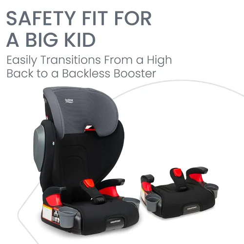 Vista 2 de Britax Highpoint - Asiento elevador de posicionamiento de cinturón sin respaldo, SafeWash Negro Ombre