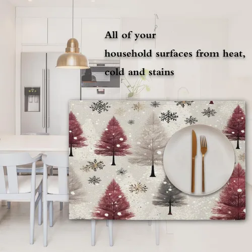 Vista 7 de Juego de 4 manteles individuales de decoración moderna para árbol de Navidad, lavables, impermeables, para decoración de mesa de comedor, 18 x 12