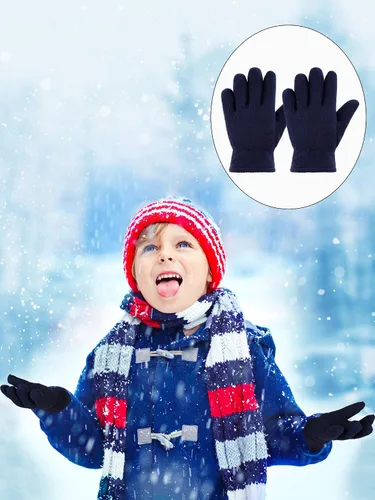 Vista 6 de SATINIOR 3 pares de guantes de invierno de forro polar para niños, guantes de dedos completos cálidos para niños y niñas, suministros de actividades