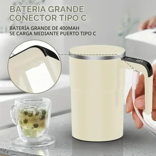 Vista 8 de SpinBrew - Taza de café magnética de agitación automática con pantalla de temperatura, vaso de café eléctrico de acero inoxidable automezclable