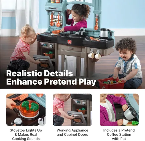 Vista 8 de Step2 Best Chefs - Juego de cocina para niños, cocina para interiores y exteriores, juego interactivo con luces y sonidos, hecho de plástico