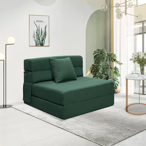 Vista 2 de ANONER Sofá cama plegable de espuma viscoelástica con almohada, tamaño Verde oscuro