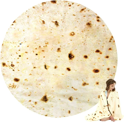 Vista 9 de Hommtina Manta de pizza de doble cara, manta gigante de tortilla, regalos divertidos para adultos, adolescentes y niños (60 pulgadas)