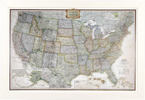 Vista 25 de Póster de lienzo enrollado personalizado con mapa de EE.UU. como arte de pared con chinchetas – Mapa ejecutivo grande de 24" x 36" de EE.UU.