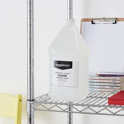 Vista 4 de Amazon Basics Pegamento líquido transparente lavable multiusos para la escuela, ideal para hacer slime, 128 onzas líquidas