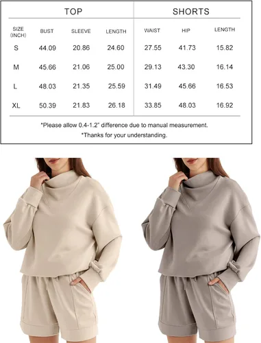 Vista 6 de AUTOMET Conjunto de 2 piezas para mujer, conjunto de dos piezas de gran tamaño, conjunto de descanso a juego, ropa de otoño a la moda