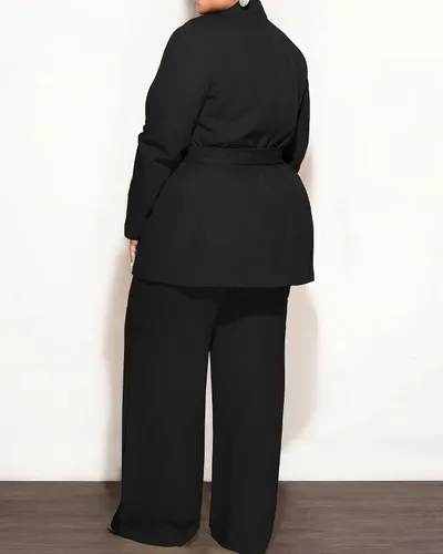 Vista 3 de Conjunto de 2 piezas para mujer, talla grande, para negocios, casual, para Negro