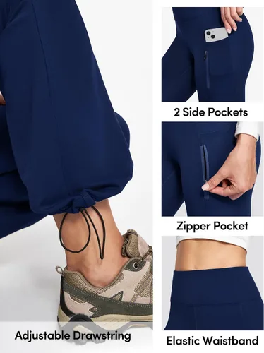 Vista 4 de IUGA Pantalones con forro polar para mujer, resistentes al agua, pantalones de senderismo para invierno, leggings acampanados con bolsillos, corte