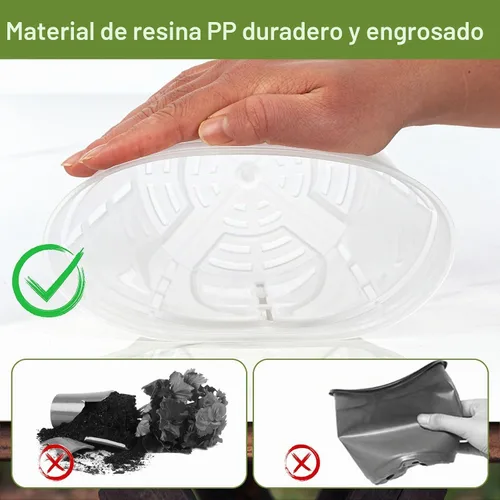 Vista 3 de Maceta de orquídeas, paquete de 10 macetas transparentes de 6 pulgadas