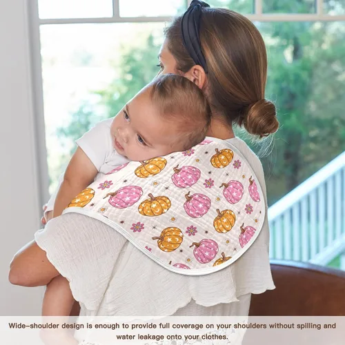 Vista 5 de Muslin Baby Burp Cloths, Retro Pumpkin 70s Hippie Muslin Washcloths Baby Bibs Rags Comfy Soft Absorbent in for Newborn Boys and Girls 4 Piece 22 x