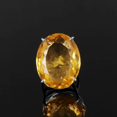 Vista 3 de GEMHUB Anillo de plata de ley 925 de citrina amarilla de corte ovalado de 0.53oz, Piedra, Citrino