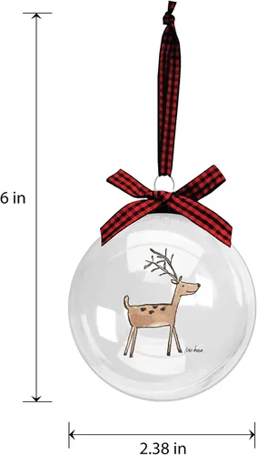 Vista 2 de Rae Dunn Adornos de Navidad, juego de 12 bolas de vidrio transparente con bonitos diseños navideños, decoraciones colgantes de 2.36 pulgadas