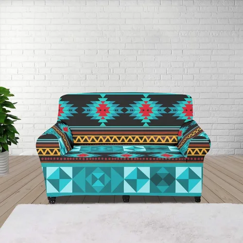 Vista 27 de Funda de sofá de Seater, estilo bohemio, antiarañazos, diseño tribal navajo, nativo americano, diseño tribal, funda de sofá, lavable, elástica
