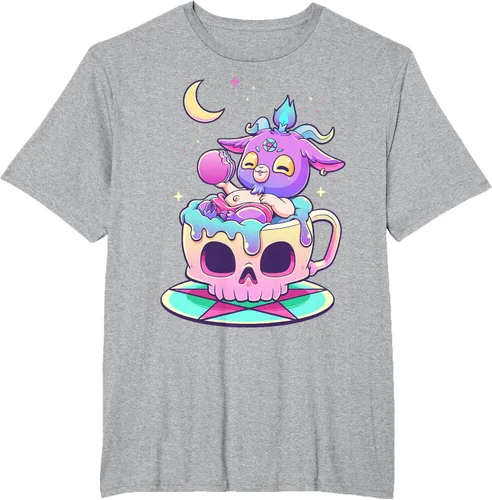 Vista 82 de Kawaii Pastel Goth Cute espeluznante Pentáculo Baphomet - Camiseta de cabra, Negro