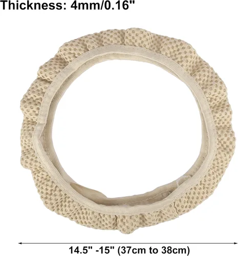 Vista 4 de X AUTOHAUX Universal 15" antideslizante volante cubierta elástica tela de malla elástica accesorio para coche beige