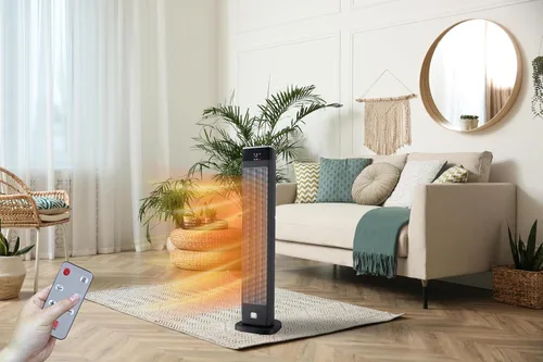 Vista 9 de Calefactor de cerámica oscilante digital de lujo de 30 pulgadas con termostato ajustable, control remoto y protección de seguridad