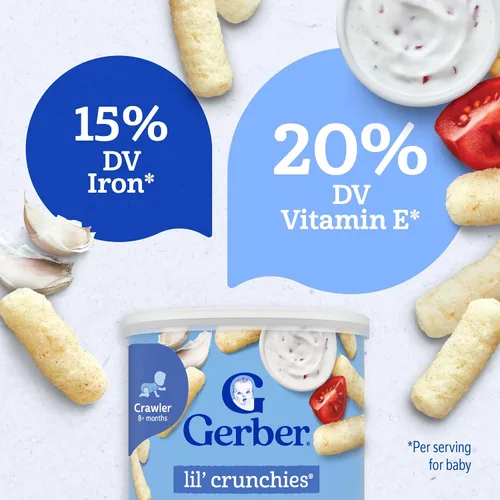 Vista 6 de Gerber Snacks para bebé Lil Crunchies, Veggie Dip, 1.48 onzas (Paquete de 6)