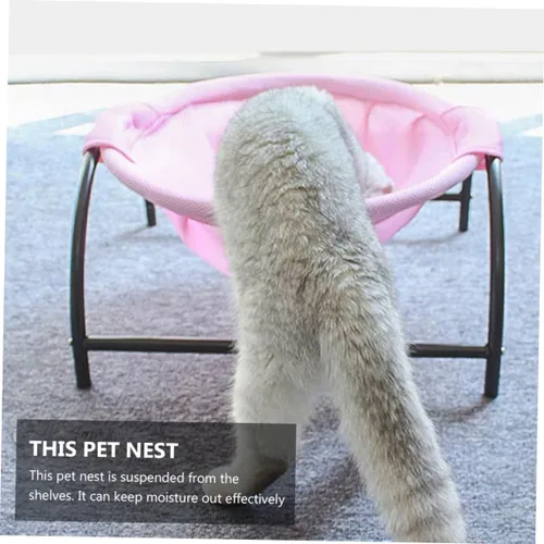 Vista 7 de Cama elevada transpirable para gatos para perros, hamaca colgante para mascotas, diseño cómodo y resistente a la humedad para uso en interiores