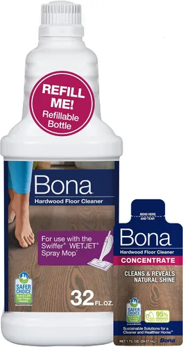 Vista 9 de Bona Botella limpiadora de pisos de madera dura para usar con mopa de spray Swiffer WETJET, aroma a madera de cedro, rinde 64 onzas líquidas