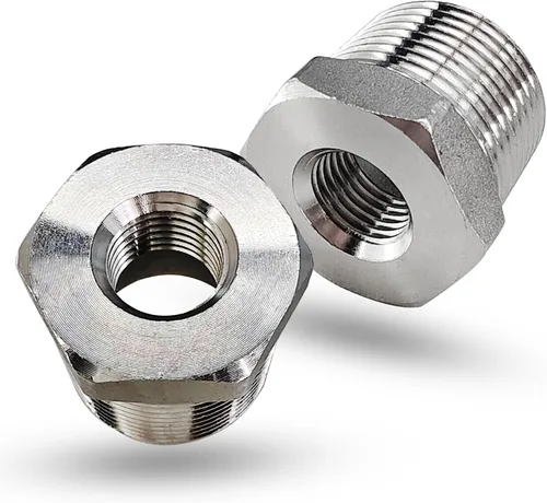 Vista 11 de Reductor de buje hexagonal macho de 1 pulgada a 1/2 pulgada NPT hembra, adaptador reductor de acero inoxidable 304, buje hexagonal de tubo