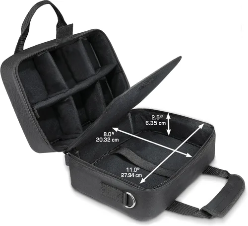 Vista 2 de USA Gear Funda para mezclador de DJ, bolsa mezcladora compacta de canales de audio con almacenamiento de accesorios para micrófonos, cables