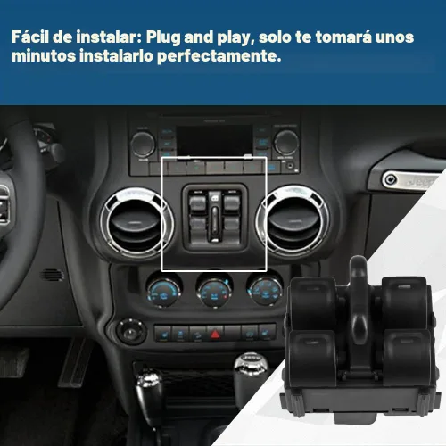 Vista 4 de Interruptor principal de elevalunas eléctrico delantero izquierdo del lado del conductor para Jeep Wrangler 2011-2016 de 4 puertas, sustituye a
